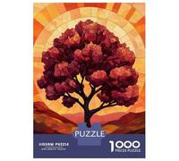 Puzzle 1000 Pièces pour Adolescents Tree Silhouette Sunset Stanied Glass Puzzle Adulte Jeux Relaxants Décoration Intérieure Cadeaux d'anniversaire Et Cadeaux Uniques 70x50cm/1000pcs