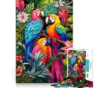 Puzzle 1000 pièces pour Adolescents Trio de perroquets tropicaux Art aux Bords précis Entraînement Mental Jeu Calme et Amusant Cadeau d'anniversaire Artistique (50x75cm)