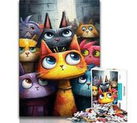 Puzzle 1000 pièces pour Adolescents Trois Chats, Jouets éducatifs, Jeux Anti-Stress, Collection d'artistes, Beaux-Arts 50x75cm