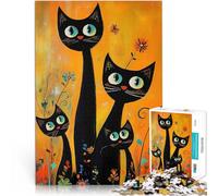 Puzzle 1000 pièces pour Adolescents Trois Chats Noirs dans Un Jardin Impossible Chaque pièce est Unique - Jeu Familial Stimulant et Amusant 52x38cm