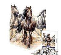 Puzzle 1000 pièces pour Adolescents « Trois Chevaux au Galop » Décoration Jouet Cadeau Amusant Jeu Pratique Chaque pièce est Unique Dimensions 38x26cm