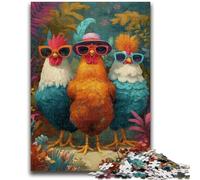 Puzzle 1000 pièces pour Adolescents Trois coqs Design Dynamique et Unique Expérience de Puzzle relaxante et stimulante 26x38cm