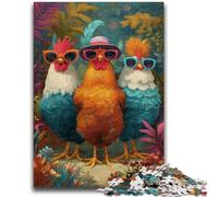 Puzzle 1000 pièces pour Adolescents Trois coqs Design Dynamique et Unique Expérience de Puzzle relaxante et stimulante 50x75cm