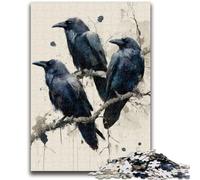 Puzzle 1000 pièces pour Adolescents Trois Corbeaux Noirs (14 Ans et Plus) Jeu de Quiz Amusant à la Maison, Cadeau d'anniversaire, Cadeau de Voyage 50x75cm