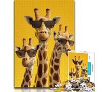 Puzzle 1000 pièces pour Adolescents, Trois girafes Portant des Lunettes, Jouets addictifs pour cultiver la Patience et l'interaction Parent-Enfant, 38x26cm