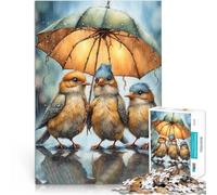 Puzzle 1000 pièces pour Adolescents Trois Oiseaux sous Un Parapluie Casse-tête Décoration Murale, Cadeaux Uniques pour Anniversaire et Noël 52x38cm