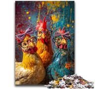 Puzzle 1000 pièces pour Adolescents Trois Poules Anti-Stress, défi Difficile, à Offrir en Cadeau à Toute la Famille 50x75cm