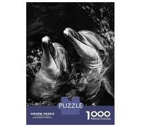 Puzzle 1000 Pièces pour Adolescents Two Dolphins in Water Black and White Photo Les Puzzles pour Adolescents Améliorent La Mémoire - Cadeau d'anniversaire, De Noël 70x50cm/1000pcs