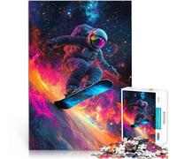 Puzzle 1000 pièces pour Adolescents Un Astronaute Fait du Snowboard dans l'espace Jeu de Quiz Bon Cadeau 38x26cm