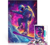 Puzzle 1000 pièces pour Adolescents Un Astronaute Fait du Snowboard dans l'espace Jeu de Quiz Une œuvre d'art 75x50cm
