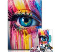 Puzzle 1000 pièces pour Adolescents Un bel œil avec de la Peinture colorée 1000 pièces pour Adolescents,Un Jeu de Passe-Temps pour Passer des Vacances à la Maison avec Une Affiche et Une fiche