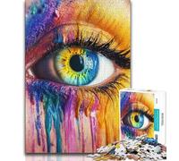 Puzzle 1000 pièces pour Adolescents Un bel œil avec de la Peinture colorée, Puzzle Adulte, Anti-Stress, défi Difficile, Cadeaux du Père Noël Secret (Taille 75x50cm)