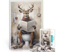 Puzzle 1000 pièces pour Adolescents Un cerf lisant Le Journal Réduction du Stress intéressante Décoration Parfaite 75x50cm