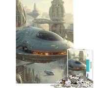 Puzzle 1000 pièces pour Adolescents Un Jeu de réflexion futuriste sur Le thème de la Ville Un Jeu Impossible d'analyse et de logique Cadeau d'anniversaire (Taille 38x26cm)