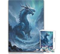 Puzzle 1000 pièces pour Adolescents : Un majestueux Dragon de Glace et Un Minuscule Humain Jeu au Design Magnifique Qui améliore la mémoire Cadeau d'anniversaire Dimensions : 38x26cm