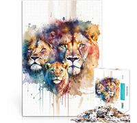 Puzzle 1000 pièces pour Adolescents Une Famille de Lions Jouets de Jeu pour Cadeau Familial Convient aux Couples 75x50cm