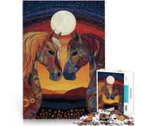 Puzzle 1000 pièces pour Adolescents Une Paire de Chevaux Jouets Jeux éducatifs Soulagement du Stress Une œuvre d'art 52x38cm