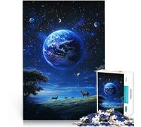 Puzzle 1000 pièces pour Adolescents Univers Bleu Séjour Anti-Stress pour Tuer Le Temps avec Affiche et Feuille de Questions correspondantes 38x26cm