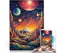 Puzzle 1000 pièces pour Adolescents Œuvre d'art de la Ville psychédélique Casse-tête pour Convient aux Couples 38x26cm