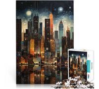 Puzzle 1000 pièces pour Adolescents Œuvre d'art représentant la Ligne d'horizon de la Ville Jeu de Quiz Jeu de défi Unique 75x50cm