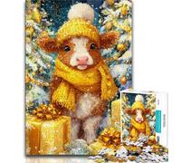 Puzzle 1000 pièces pour Adolescents, Vache de Noël, entraînez Votre Cerveau et Vos Mains, Cadeau d'anniversaire, Cadeaux, décoration Murale pour Les 14 Ans et Plus 38x26cm