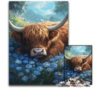 Puzzle 1000 pièces pour Adolescents, Vache des Highlands, Puzzle en Bois, Jeux, Jouets, Cadeau, pour renforcer l'amour Entre Couples, à partir de 14 Ans, 50x75cm