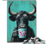 Puzzle 1000 pièces pour Adolescents Vaches Buvant du café, Jeu éducatif, Jouet, décoration d'intérieur et Cadeaux Uniques (Taille 26x38cm)