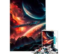 Puzzle 1000 pièces pour Adolescents Vaisseau Spatial surréaliste Jeu éducatif et Stimulant Idée Cadeau d'anniversaire Impossible (Dimensions 38x52cm)