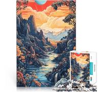 Puzzle 1000 pièces pour Adolescents Vallée fluviale surréaliste Jeu Familial Anti-Stress Défi Difficile Œuvre d'art 75x50cm