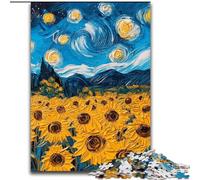 Puzzle 1000 pièces pour Adolescents Van Gogh Tournesols la Nuit, pour 14 Ans et Plus pour Une soirée de Jeux en Famille Collection d'artistes, Beaux-Arts (Taille 26x38cm)