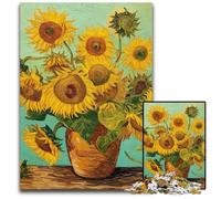 Puzzle 1000 pièces pour Adolescents Van Gogh Tournesols Puzzles en Bois Intéressant pour réduire Le Stress, Idées Cadeaux pour Les 14 Ans et Plus 50x75cm