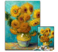 Puzzle 1000 pièces pour Adolescents Van Gogh Tournesols Puzzles en Carton Intéressant pour réduire Le Stress, Idées Cadeaux pour Les 14 Ans et Plus 26x38cm