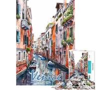 Puzzle 1000 pièces pour Adolescents Venise Aquarelle Décoration Murale pour Adultes Améliore la mémoire Cadeau pour Amis et Famille (Dimensions 38x52cm)