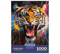Puzzle 1000 Pièces pour Adolescents Vibrant Tiger Roar -2 Puzzles pour Adultes, Jouet, Décoration Murale, Art Mural, Idéal comme Cadeau pour Toute La Famille 70x50cm/1000pcs