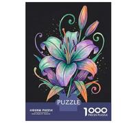 Puzzle 1000 Pièces pour Adolescents Vibrant Watercolor Lily Illustration Casse-têtes pour Adolescents Analyse Et Logique Interaction Parent-Enfant Jeu Stimulant Jouets 52x38cm/1000pcs
