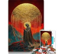 Puzzle 1000 pièces pour Adolescents Vierge Marie dorée 1000 pièces pour Adultes, Jeu Familial Anti-Stress, défi Difficile adapté aux Couples (Taille 38x26cm)