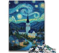 Puzzle 1000 pièces pour Adolescents Village sous Le Ciel Nocturne, Puzzle pour Adolescents, réduction du Stress, Interaction Parent-Enfant intéressante (75x50cm)