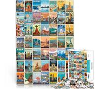 Puzzle 1000 pièces pour Adolescents Ville célèbre rétro Jouets éducatifs d'apprentissage Offrir en Cadeau à Toute la Famille 38x26cm