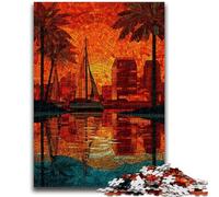 Puzzle 1000 pièces pour Adolescents Ville en vitrail, Design Dynamique et Unique, expérience de Puzzle relaxante et stimulante, 26x38cm