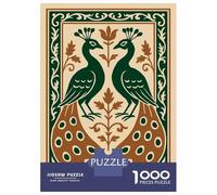 Puzzle 1000 Pièces Pour Adolescents Vintage Art Nouveau Peacock Art - Emerald & Gold Wall Decor Puzzles Pour Adultes - Jeux Amusants Et Anti-stress - Cadeaux Uniques Pour Anniversaire Et Noël 52x38cm/