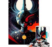 Puzzle 1000 pièces pour Adolescents Visage Abstrait dans l'espace Jeu Anti-Stress Stimulant décoration Murale à partir de 14 Ans (38x52cm)