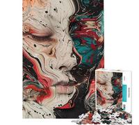 Puzzle 1000 pièces pour Adolescents Visage Abstrait en Spirales Puzzle Adulte Jeu Relaxant décoration Murale défi éducatif (Taille 50x75cm)
