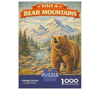 Puzzle 1000 Pièces pour Adolescents Visit Bear Mountains Vintage Puzzle pour Adolescents Améliore La Mémoire Défi À Réaliser Amusant en Famille Et Soirée Jeux 38x26cm/1000pcs