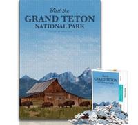 Puzzle 1000 pièces pour Adolescents Visite du Grand Teton, défi Difficile et Anti-Stress, Cadeaux d'anniversaire pour Les Adolescents de 14 Ans et Plus 38x26cm
