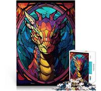 Puzzle 1000 pièces pour Adolescents Vitrail Dragon Jouet éducatif intellectuel décompressant pour la décoration intérieure 38x26cm