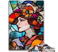 Puzzle 1000 pièces pour Adolescents Vitrail Femme pour 14 Ans et Plus Défi éducatif Activités Amusantes à la Maison, Cadeaux d'anniversaire, Cadeaux de Voyage 26x38cm