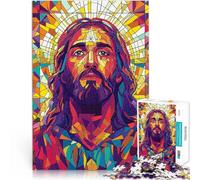 Puzzle 1000 pièces pour Adolescents Vitrail Jésus Entraînez Votre Cerveau et Vos Mains est idéal comme Cadeau pour Toute la Famille 50x70cm