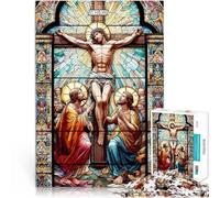 Puzzle 1000 pièces pour Adolescents Vitrail Jésus pour Le Jeu éducatif Challenge Toy Jeu éducatif pour Anniversaire, Noël 50x70cm