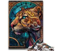 Puzzle 1000 pièces pour Adolescents, vitrail, léopard, Jeu éducatif Familial, décoration Murale, Cadeaux d'anniversaire et de Noël Uniques, 26x38cm