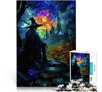 Puzzle 1000 pièces pour Adolescents Vitrail Magicien Pumkin Patch et Château Impossible Convient pour la décoration de Bureau 52x38cm